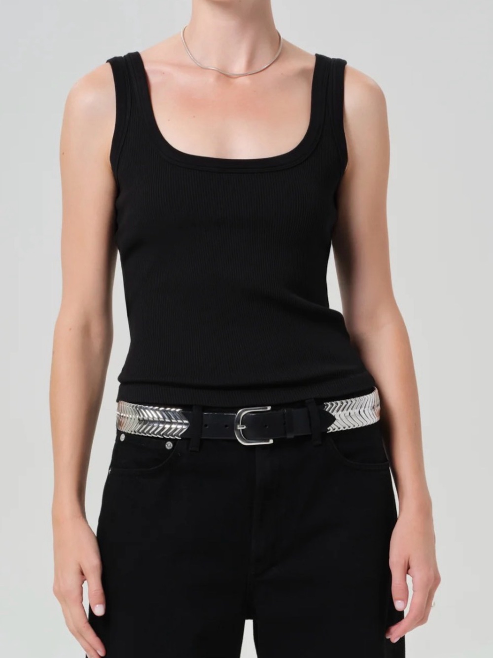 Citizens of Humanity Ribbed Fitted Faye Tank Top in Black